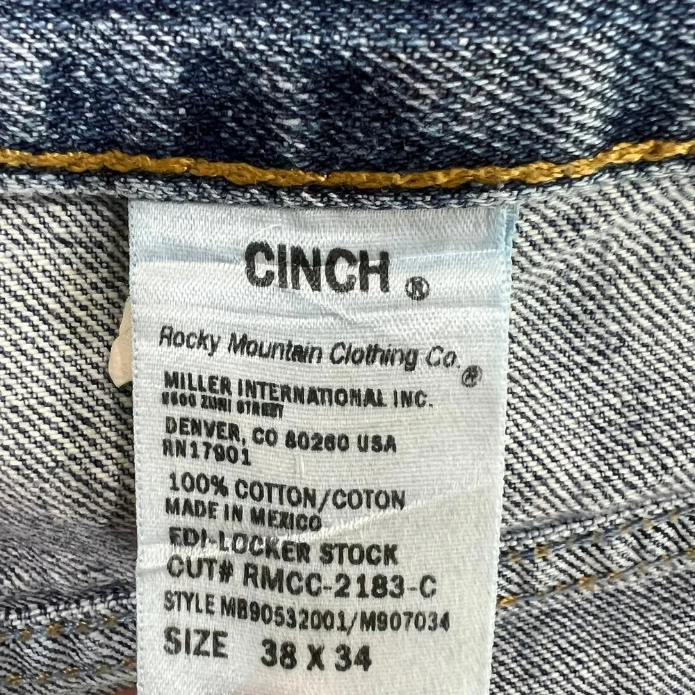 Vtg Cinch Green Label Jeans‎ Mens 38x34 Relaxed Fit Straight Leg Denim Cowboy